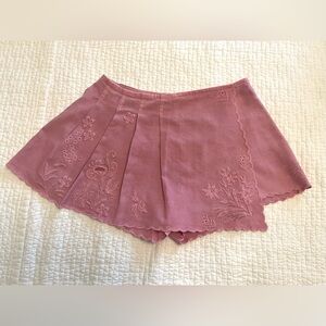 Anthropologie Pink Embroidered Women's Skort